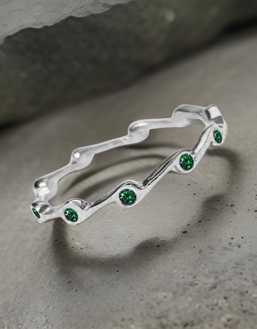 Load image into Gallery viewer, Emerald Birthstone Stacker Ring by The Urban Charm
