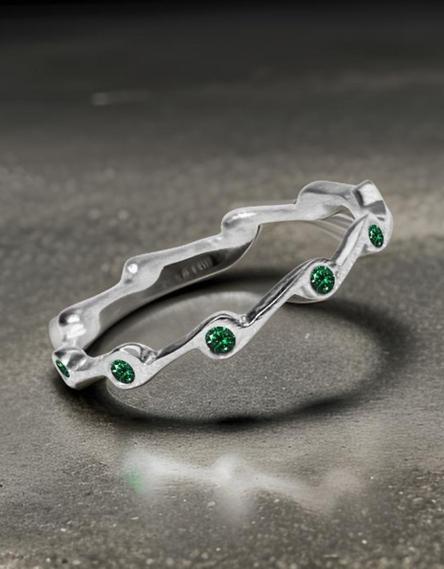 Load image into Gallery viewer, Emerald Birthstone Stacker Ring by The Urban Charm
