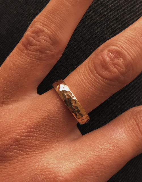 Load image into Gallery viewer, Thick Hammered Gold Band by Toasted Jewelry
