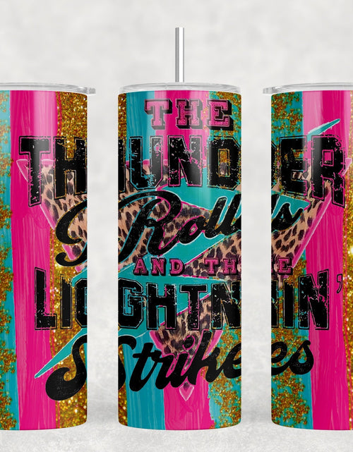 Load image into Gallery viewer, Thunder Rolls|Skinny Tumbler|Optional Bluetooth Speaker| Speaker Color Varies by Rowdy Ridge Co
