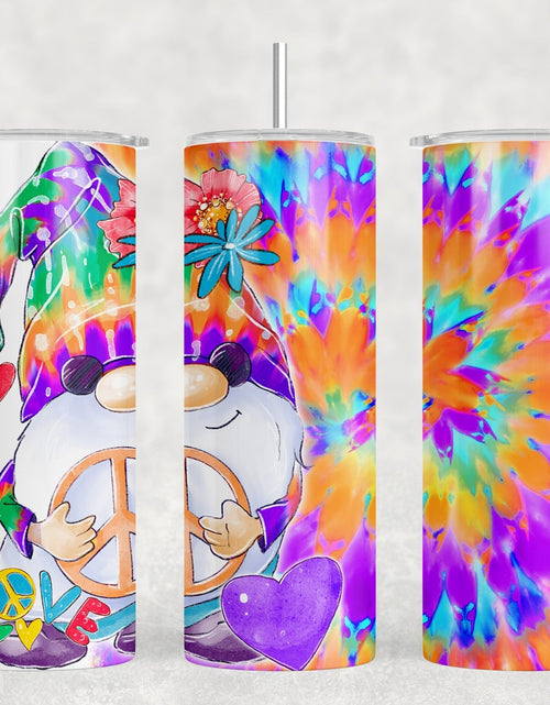 Load image into Gallery viewer, Tie Dye Gnome|Skinny Tumbler|Optional Bluetooth Speaker| Speaker Color Varies by Rowdy Ridge Co
