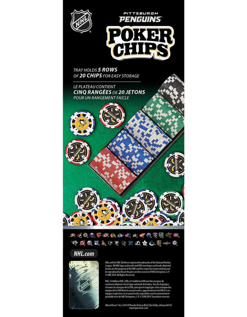 Load image into Gallery viewer, Pittsburgh Penguins 100 Piece Poker Chips by MasterPieces Puzzle Company INC

