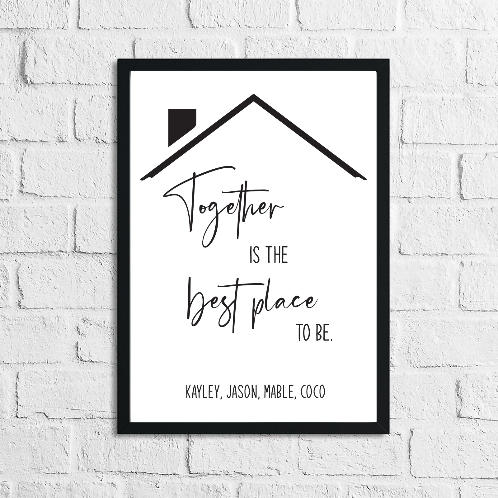 Personalised Names Together Is The Best Place To Be Simple Home Wall Decor Print by WinsterCreations™ Official Store