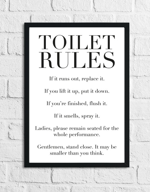Load image into Gallery viewer, Toilet Rules Funny Humorous Bathroom Wall Decor Print - With Or Without Marble by WinsterCreations™ Official Store
