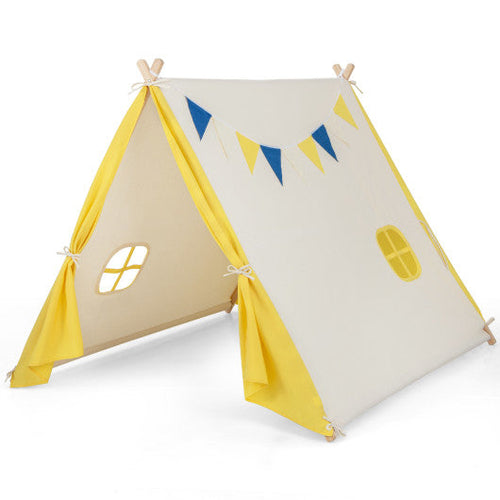 Load image into Gallery viewer, Kids Play Tent with Solid Wood Frame Holiday Birthday Gift &amp; Toy for Boys &amp; Girls-Yellow

