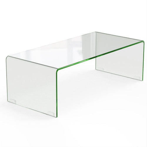 Load image into Gallery viewer, 42 x 19.7 Inch Clear Tempered Glass Coffee Table with Rounded Edges-Transparent

