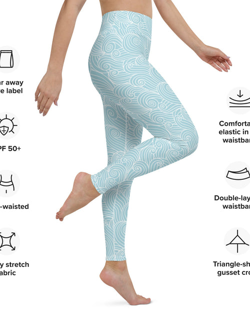 Load image into Gallery viewer, Women's Blue Ocean Swirl Yoga Leggings by Tropical Seas Clothing
