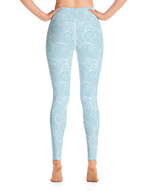 Load image into Gallery viewer, Women's Blue Ocean Swirl Yoga Leggings by Tropical Seas Clothing
