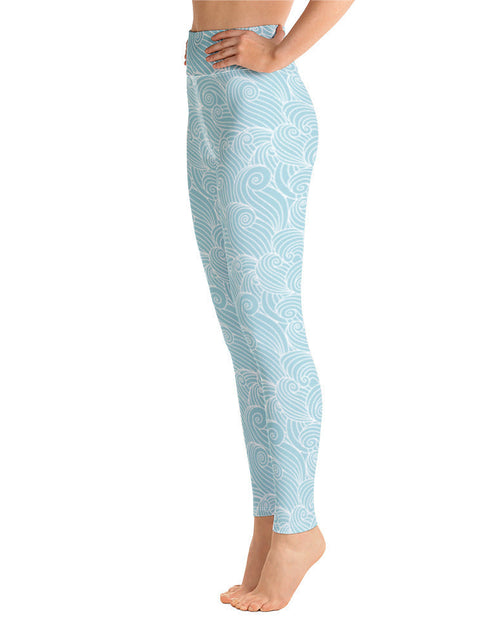 Load image into Gallery viewer, Women's Blue Ocean Swirl Yoga Leggings by Tropical Seas Clothing
