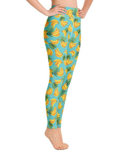 Load image into Gallery viewer, Women's Tropical Banana Mania Yoga Leggings by Tropical Seas Clothing
