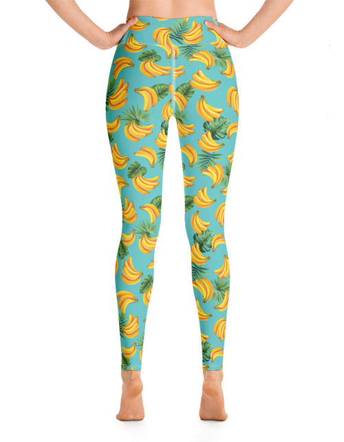 Load image into Gallery viewer, Women's Tropical Banana Mania Yoga Leggings by Tropical Seas Clothing

