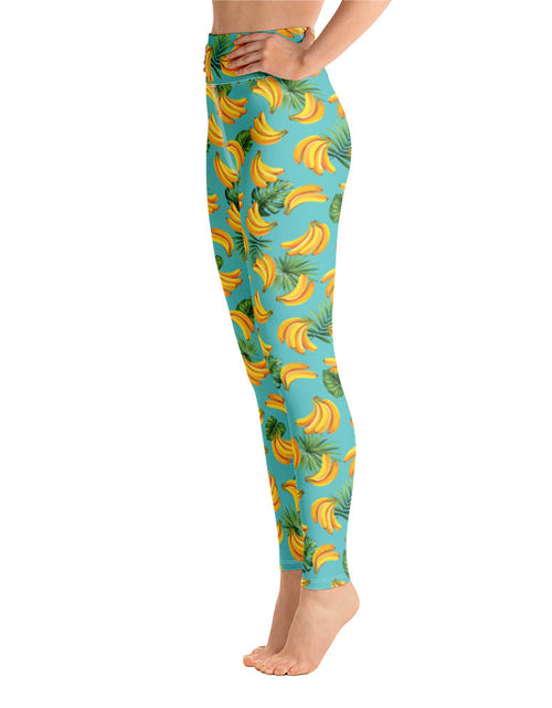 Load image into Gallery viewer, Women's Tropical Banana Mania Yoga Leggings by Tropical Seas Clothing
