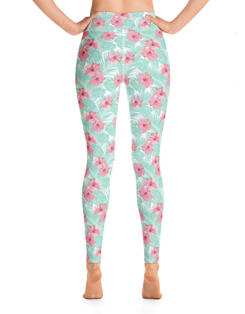 Load image into Gallery viewer, Women's Tropical Island Floral Yoga Leggings by Tropical Seas Clothing
