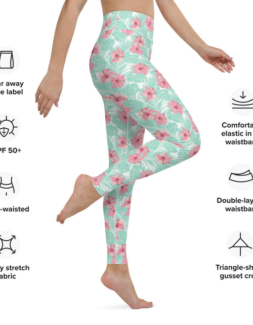 Load image into Gallery viewer, Women's Tropical Island Floral Yoga Leggings by Tropical Seas Clothing

