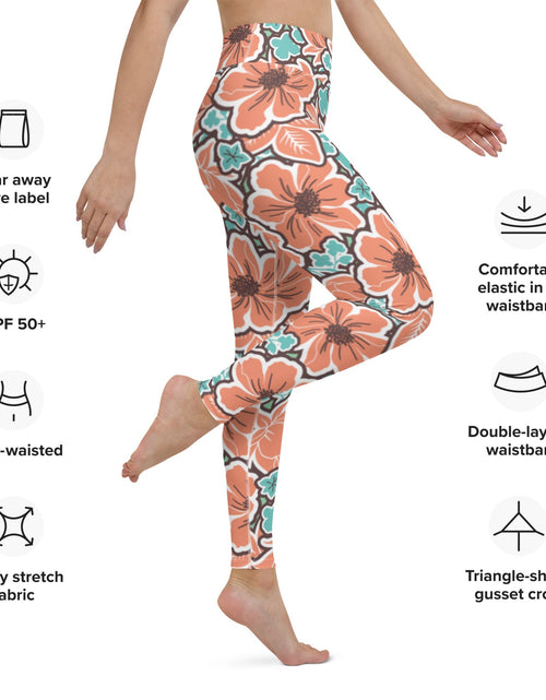 Load image into Gallery viewer, Women's Tropical Red Floral Yoga Leggings by Tropical Seas Clothing
