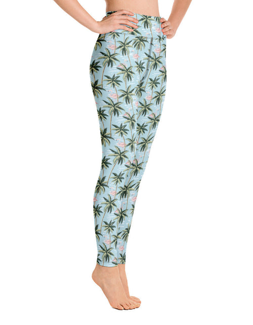 Load image into Gallery viewer, Womens Tropical Flamingo Yoga Leggings by Tropical Seas Clothing
