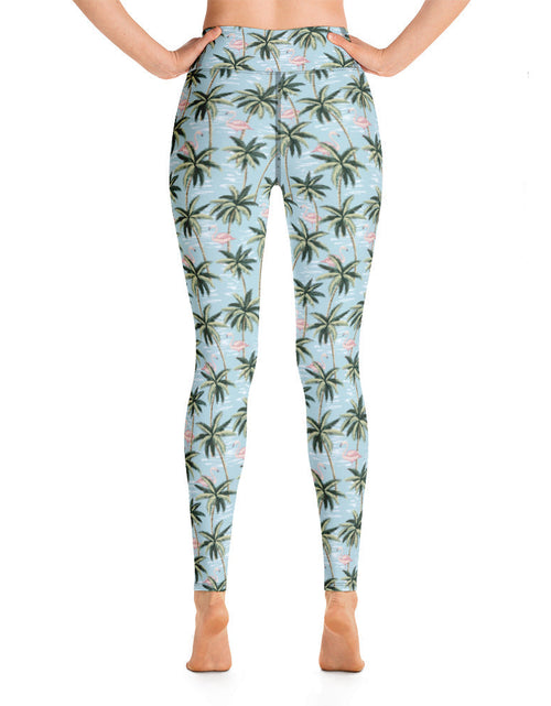 Load image into Gallery viewer, Womens Tropical Flamingo Yoga Leggings by Tropical Seas Clothing
