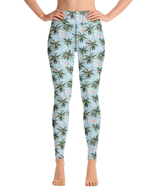 Load image into Gallery viewer, Womens Tropical Flamingo Yoga Leggings by Tropical Seas Clothing
