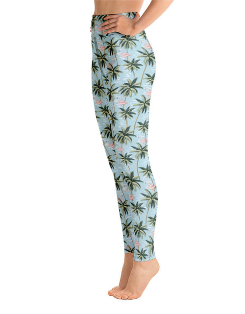 Load image into Gallery viewer, Womens Tropical Flamingo Yoga Leggings by Tropical Seas Clothing
