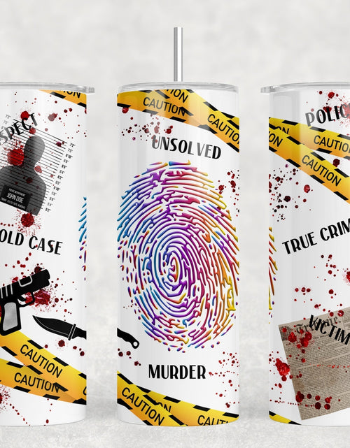 Load image into Gallery viewer, True Crime - 20 oz Steel Skinny Tumbler - Optional Blue Tooth Speaker - Speaker Color will Vary by Rowdy Ridge Co

