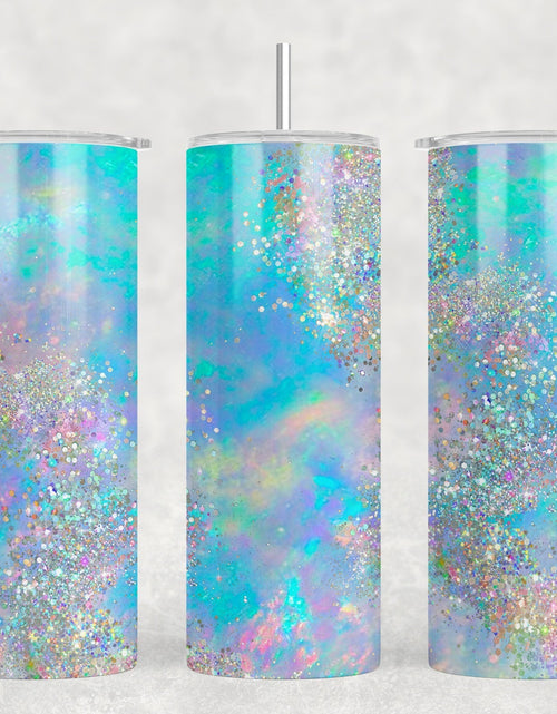 Load image into Gallery viewer, Turquoise Galaxy - 20 oz Steel Skinny Tumbler - Optional Blue Tooth Speaker - Speaker Color will Vary by Rowdy Ridge Co
