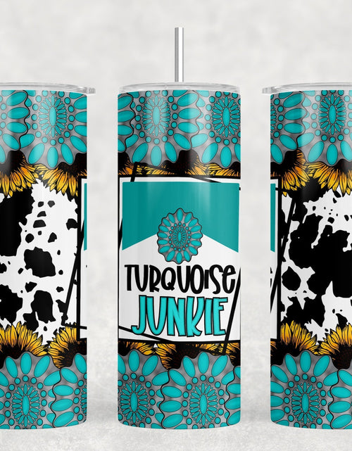 Load image into Gallery viewer, Turquoise Junkie|Skinny Tumbler|Optional Bluetooth Speaker| Speaker Color Varies by Rowdy Ridge Co
