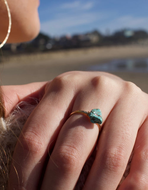 Load image into Gallery viewer, Dainty Hammered Turquoise Ring by Toasted Jewelry
