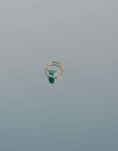Load image into Gallery viewer, Dainty Hammered Turquoise Ring by Toasted Jewelry
