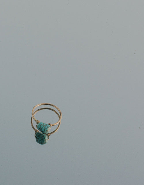 Load image into Gallery viewer, Dainty Hammered Turquoise Ring by Toasted Jewelry
