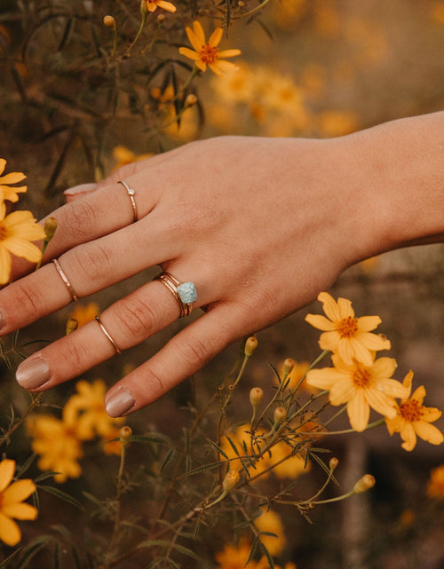Load image into Gallery viewer, Dainty Hammered Turquoise Ring by Toasted Jewelry
