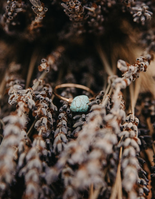 Load image into Gallery viewer, Dainty Hammered Turquoise Ring by Toasted Jewelry
