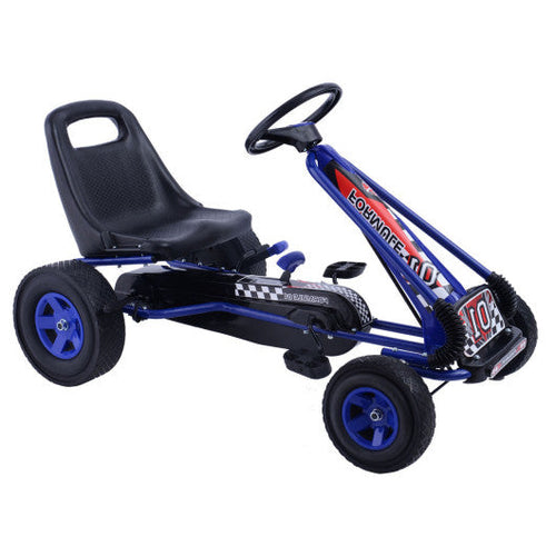 Load image into Gallery viewer, 4 Wheels Kids Ride On Pedal Powered Bike Go Kart Racer Car Outdoor Play Toy-Blue
