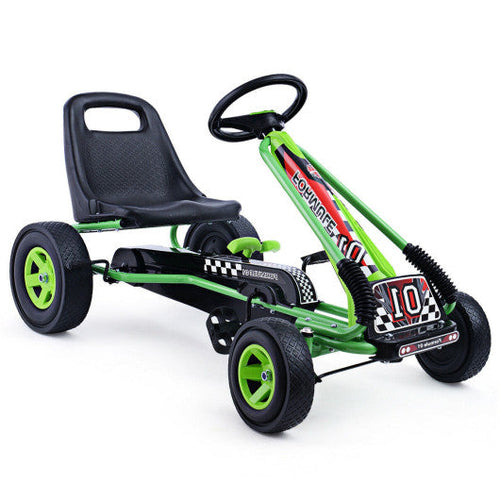 Load image into Gallery viewer, 4 Wheels Kids Ride On Pedal Powered Bike Go Kart Racer Car Outdoor Play Toy-Green
