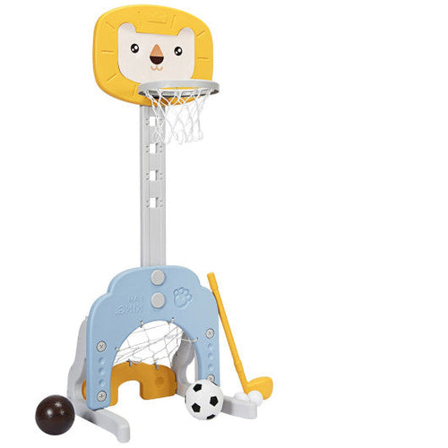 Load image into Gallery viewer, 3-in-1 Adjustable Kids Basketball Hoop Sports Set-Yellow
