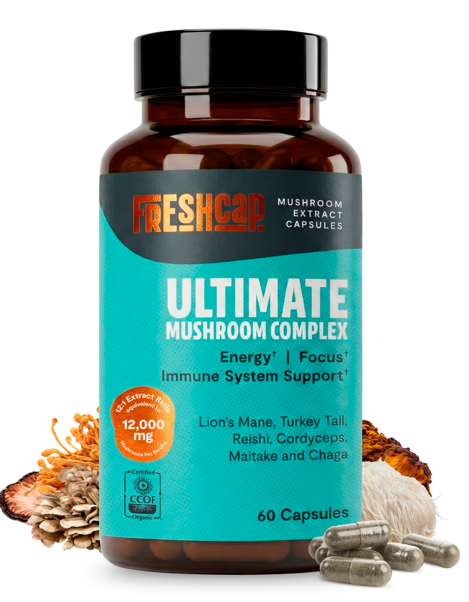 Organic Mushroom Complex Supplement Capsules