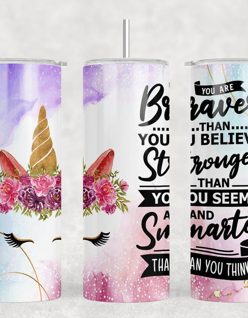 Load image into Gallery viewer, Unicorn - 20 oz Steel Skinny Tumbler - Optional Blue Tooth Speaker - Speaker Color will Vary by Rowdy Ridge Co
