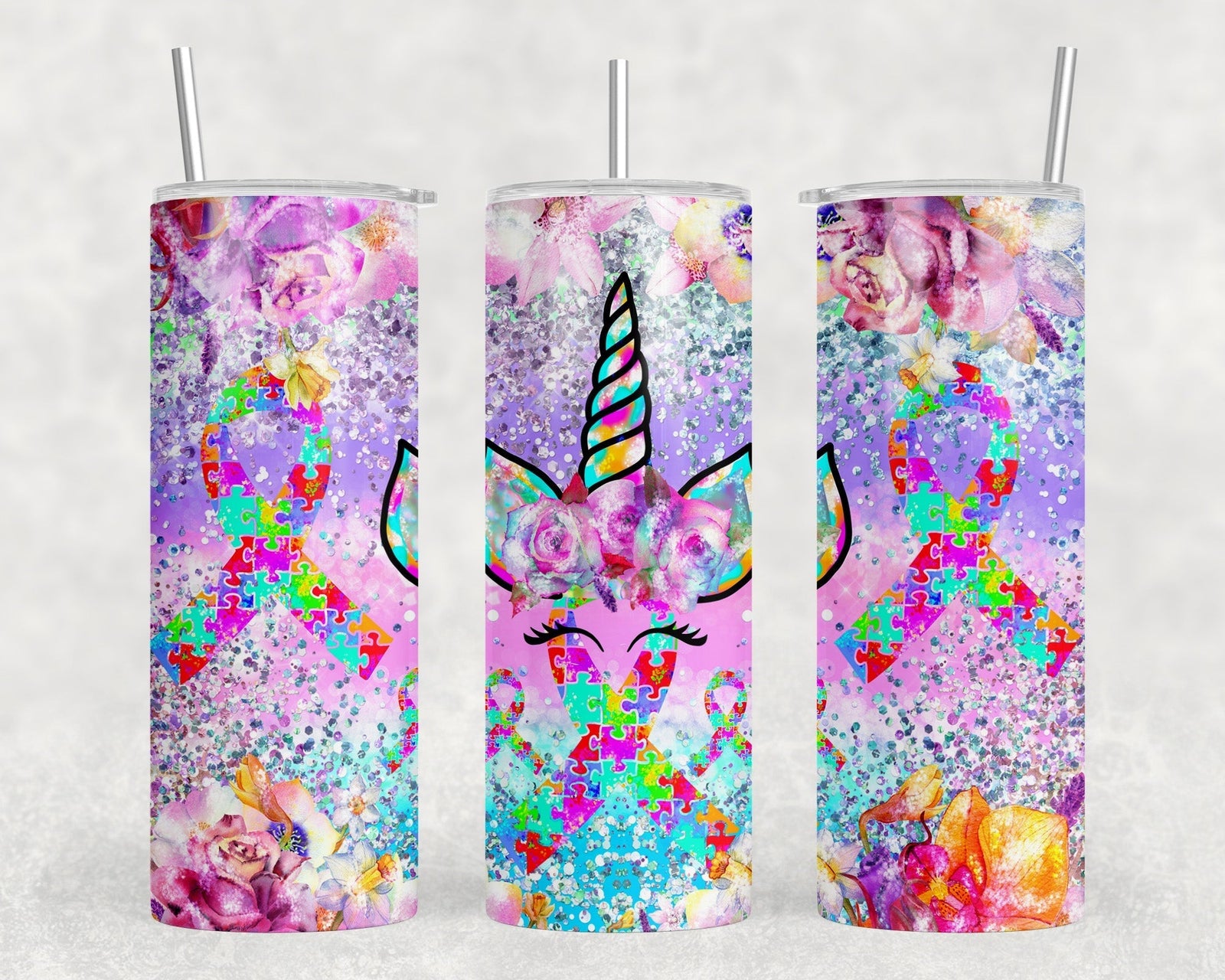 Unicorn - 20 oz Steel Skinny Tumbler - Optional Blue Tooth Speaker - Speaker Color will Vary by Rowdy Ridge Co