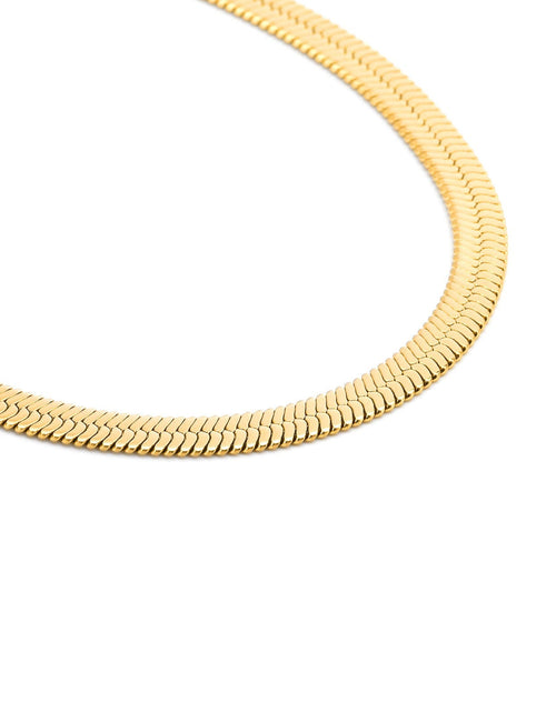 Load image into Gallery viewer, C006G B.Tiff 6mm Herringbone 18K Gold Plated Chain Necklace by B.Tiff New York
