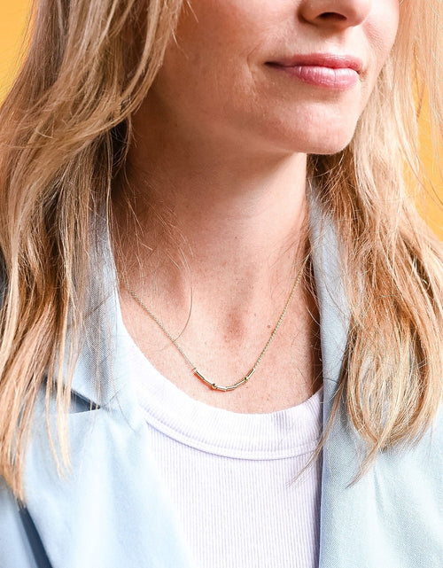 Load image into Gallery viewer, JOY | Morse Code Classic Gold Beaded Necklace by ETHICGOODS
