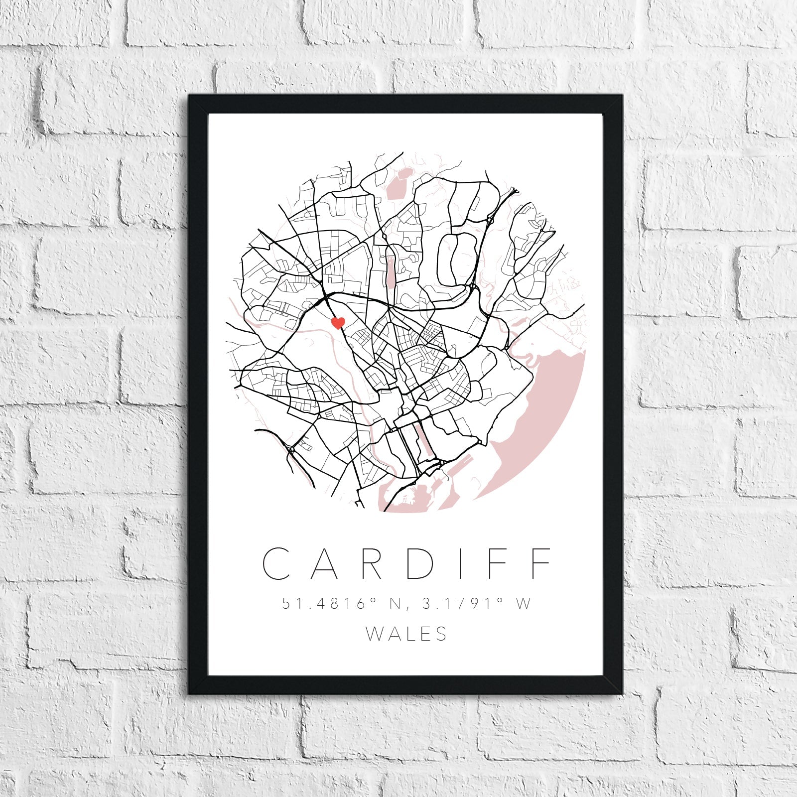 Couple Personalised Valentines Love Engagement Wedding Any Place Circle City Print Coordinates Wall Decor Print by WinsterCreations™ Official Store