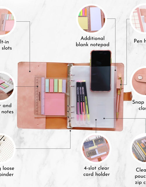 Load image into Gallery viewer, Vegan Leather Organizational Notebook/Journal A5/A6 (3 Paper Options) by Multitasky
