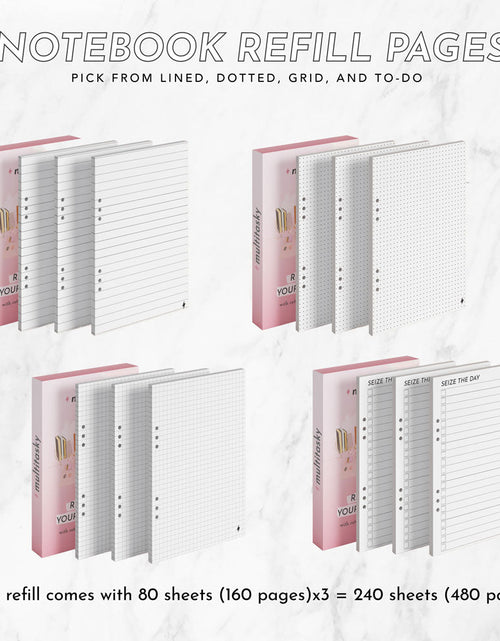 Load image into Gallery viewer, Vegan Leather Organizational Notebook/Journal A5/A6 (3 Paper Options) by Multitasky
