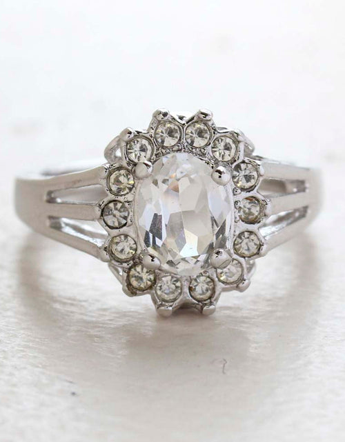 Load image into Gallery viewer, Vintage Jewelry Genuine Stone or Crystal Surrounded by Clear Austrian Crystals Ring Made in the USA by PVD Vintage Jewelry
