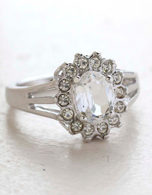 Load image into Gallery viewer, Vintage Jewelry Genuine Stone or Crystal Surrounded by Clear Austrian Crystals Ring Made in the USA by PVD Vintage Jewelry
