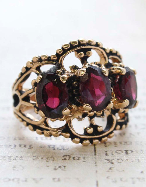 Load image into Gallery viewer, Vintage Ring Austrian Crystal Cocktail Ring Antique 18k Gold Womans Jewelry by PVD Vintage Jewelry
