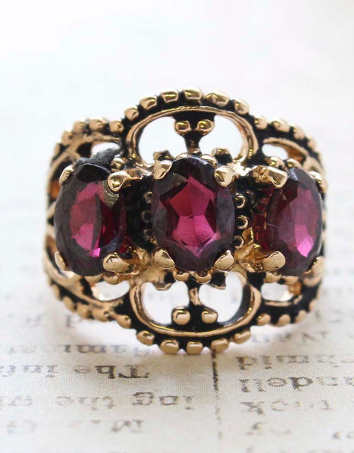 Load image into Gallery viewer, Vintage Ring Austrian Crystal Cocktail Ring Antique 18k Gold Womans Jewelry by PVD Vintage Jewelry
