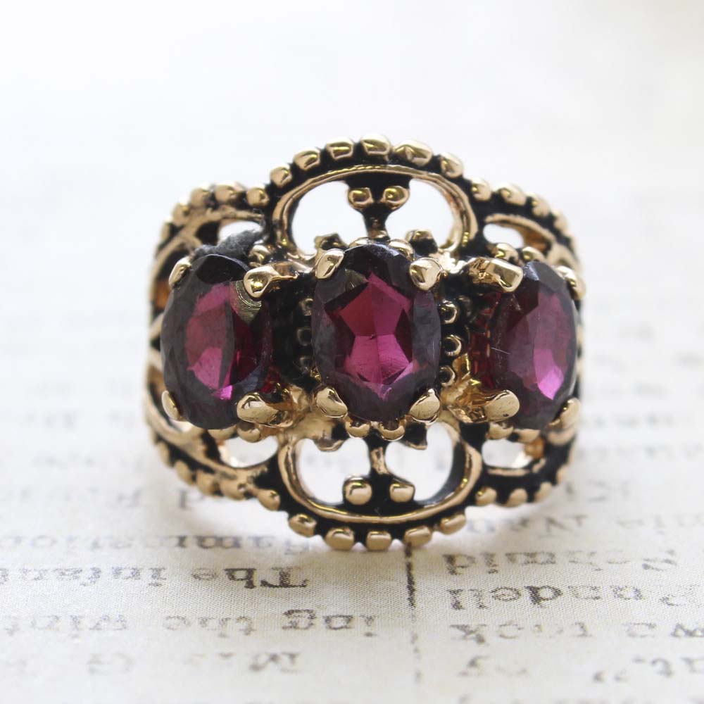 Vintage Ring Austrian Crystal Cocktail Ring Antique 18k Gold Womans Jewelry by PVD Vintage Jewelry
