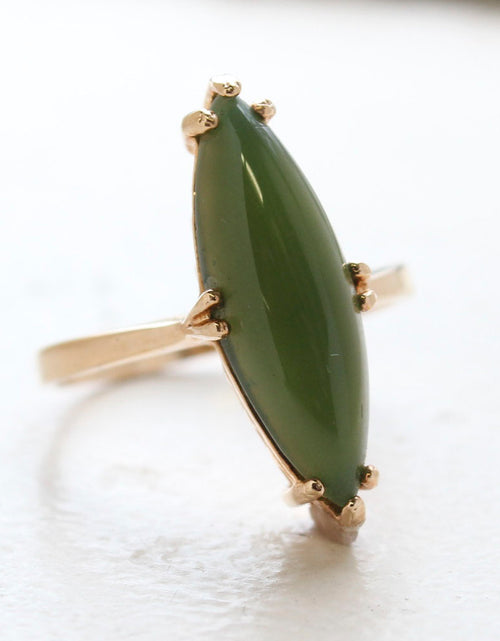 Load image into Gallery viewer, Vintage Genuine Jade Ring 18k Yellow Gold Electroplated Made in the USA by PVD Vintage Jewelry
