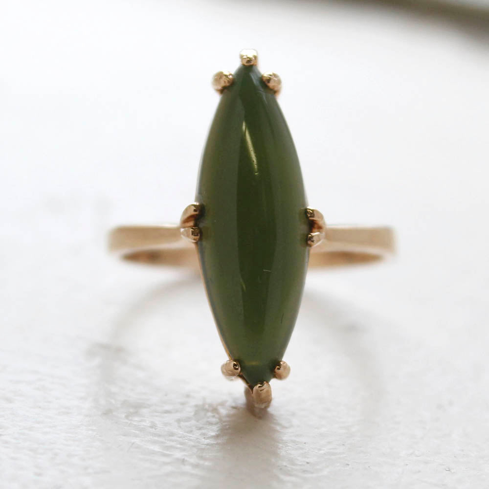 Vintage Genuine Jade Ring 18k Yellow Gold Electroplated Made in the USA by PVD Vintage Jewelry