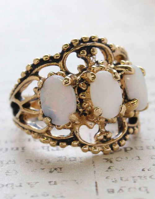 Load image into Gallery viewer, Vintage Ring Austrian Crystal Cocktail Ring Antique 18k Gold Womans Jewelry by PVD Vintage Jewelry
